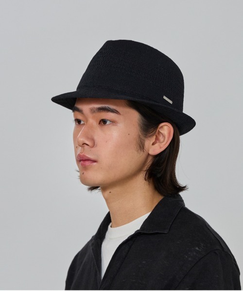 OVERRIDE（オーバーライド）の「OVERRIDE  LINEN KNIT FEDORA / オーバーライド（ハット・メンズ・ブラック/グリーン/ブルー・60cm/58cm/62cm）」の8枚目の写真