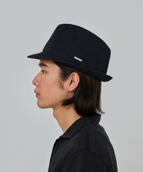 OVERRIDE（オーバーライド）の「OVERRIDE  LINEN KNIT FEDORA / オーバーライド（ハット・メンズ・ブラック/グリーン/ブルー・60cm/58cm/62cm）」の7枚目の写真