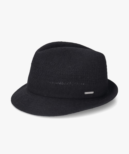 OVERRIDE（オーバーライド）の「OVERRIDE  LINEN KNIT FEDORA / オーバーライド（ハット・メンズ・ブラック/グリーン/ブルー・60cm/58cm/62cm）」の5枚目の写真