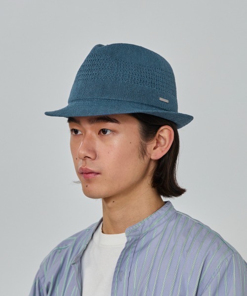 OVERRIDE（オーバーライド）の「OVERRIDE  LINEN KNIT FEDORA / オーバーライド（ハット・メンズ・ブラック/グリーン/ブルー・60cm/58cm/62cm）」の16枚目の写真