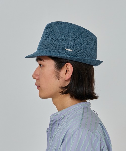 OVERRIDE（オーバーライド）の「OVERRIDE  LINEN KNIT FEDORA / オーバーライド（ハット・メンズ・ブラック/グリーン/ブルー・60cm/58cm/62cm）」の14枚目の写真