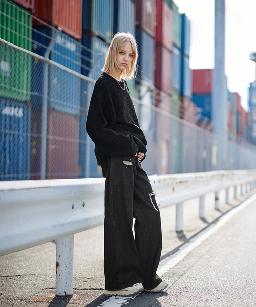 透かし編みメランジクルーネックニット（ニット/セーター）｜ROCHEM