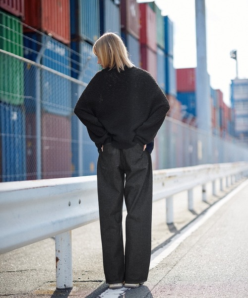 ROCHEM（ローシェン）の「透かし編みメランジクルーネックニット（ニット/セーター・メンズ・ブラック/グレー系/ブルー系/ブラック系1・XS/S/M/L）」の14枚目の写真