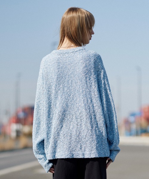 透かし編みメランジクルーネックニット（ニット/セーター）｜ROCHEM