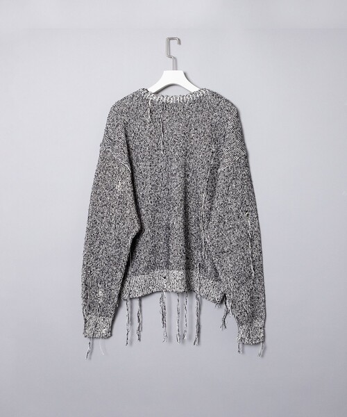 FACCIES(ファチーズ)の「【FACCIES/ファッチーズ】Damage Snarl Yarns Blend Knit PO(ニット/セーター・メンズ・ブラック/キナリ・1/2)」の6枚目の写真