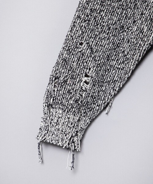 FACCIES(ファチーズ)の「【FACCIES/ファッチーズ】Damage Snarl Yarns Blend Knit PO(ニット/セーター・メンズ・ブラック/キナリ・1/2)」の3枚目の写真