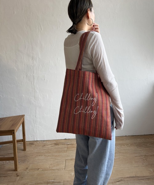 LBC（エルビーシー）の「ジャガードA４トートバッグ（トートバッグ・レディース・ライトグレー/コーラル/ブルー/オレンジ/ライトブルー・FREE）」の10枚目の写真