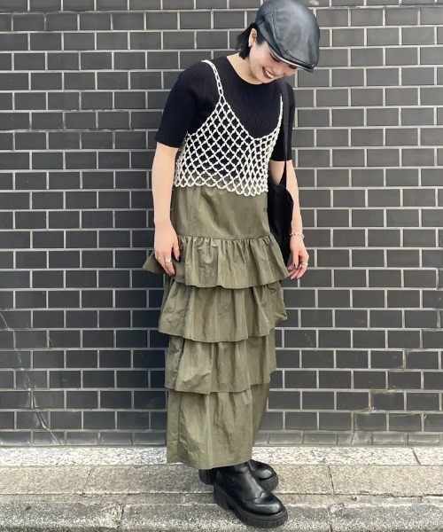 ROSE BUD（ローズバッド）の「NYLON FRILL SKIRT（スカート・レディース・ブラック/カーキ/ブルー・ONE SIZE）」の15枚目の写真