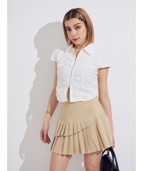 EVRIS(エヴリス)の「レイヤードプリーツミニスカート(スカート・レディース・ベージュ/チャコールグレー/カーキ・MEDIUM/SMALL)」の9枚目の写真