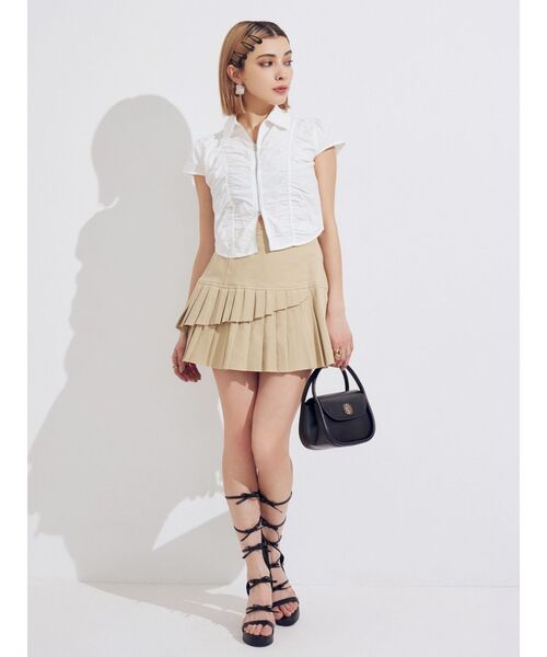 EVRIS(エヴリス)の「レイヤードプリーツミニスカート(スカート・レディース・ベージュ/チャコールグレー/カーキ・MEDIUM/SMALL)」の10枚目の写真