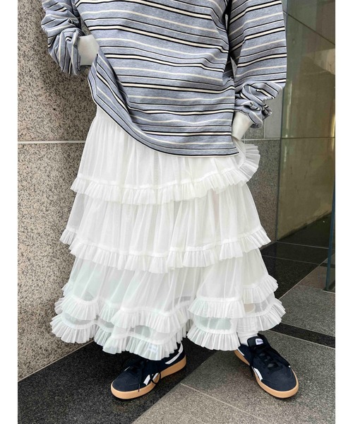 セール】チュールティアードロングスカート（スカート）｜WC
