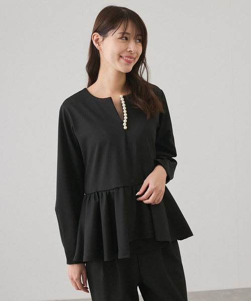 Jayro(ジャイロ)の「パール使いペプラムプルオーバー(Tシャツ/カットソー・レディース・ブラック/ベージュ/グレー・M)」の14枚目の写真