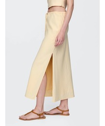 リネンブレンドスリットミディスカート