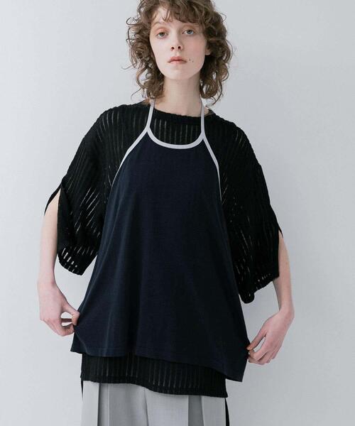 LAATO（ラート）の「holder neck piping knit（キャミソール・レディース・オフホワイト/ネイビー・ONE）」の2枚目の写真