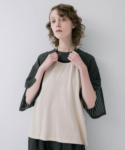 LAATO（ラート）の「holder neck piping knit（キャミソール・レディース・オフホワイト/ネイビー・ONE）」の4枚目の写真