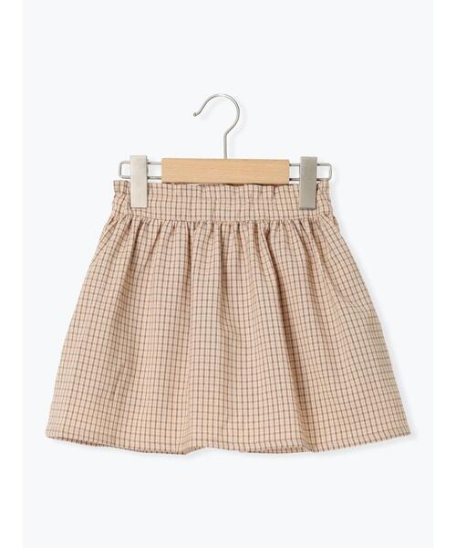 Samansa Mos2 Lagom(サマンサモスモスラーゴム)の「チェック柄ギャザースカパン(スカート・キッズ・ピンク/ミント・特(XL)/大(L)/中(M)/小(S))」の1枚目の写真