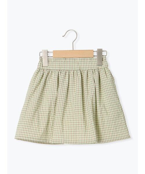 Samansa Mos2 Lagom(サマンサモスモスラーゴム)の「チェック柄ギャザースカパン(スカート・キッズ・ピンク/ミント・特(XL)/大(L)/中(M)/小(S))」の2枚目の写真