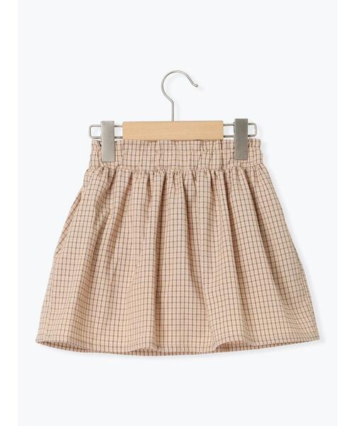 Samansa Mos2 Lagom(サマンサモスモスラーゴム)の「チェック柄ギャザースカパン(スカート・キッズ・ピンク/ミント・特(XL)/大(L)/中(M)/小(S))」の3枚目の写真