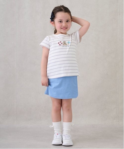 petit main(プティマイン)の「【GOODPRICE】デイリーカジュアルスカパン(スカート・キッズ・ベビーピンク/ラベンダー/チャコール/サックスブルー・80cm/90cm/110cm/100cm/120cm/130cm)」の1枚目の写真