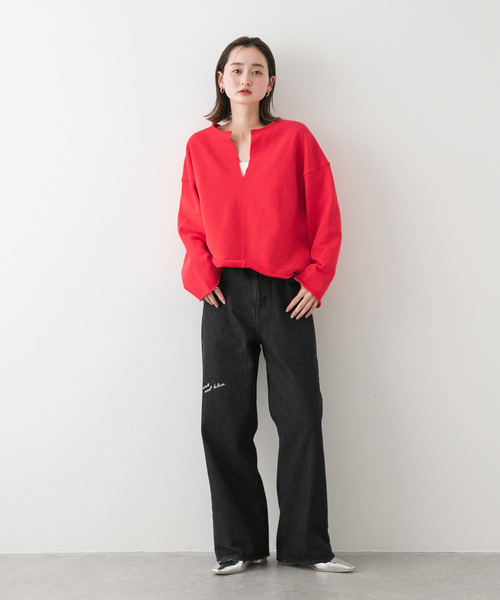 SENSE OF PLACE by URBAN RESEARCH(センスオブプレイスバイアーバンリサーチ)の「シシュウワイドデニム(デニムパンツ・レディース・インディゴブルー/ブラック・MEDIUM/SMALL)」の9枚目の写真