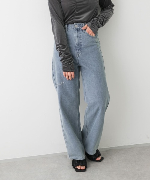 SENSE OF PLACE by URBAN RESEARCH(センスオブプレイスバイアーバンリサーチ)の「シシュウワイドデニム(デニムパンツ・レディース・インディゴブルー/ブラック・MEDIUM/SMALL)」の12枚目の写真