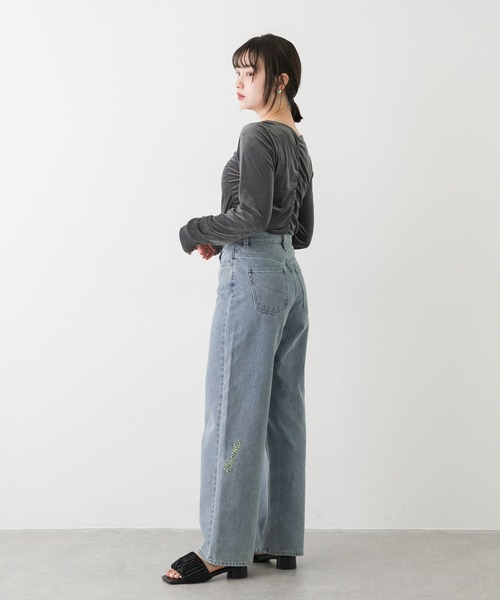 SENSE OF PLACE by URBAN RESEARCH(センスオブプレイスバイアーバンリサーチ)の「シシュウワイドデニム(デニムパンツ・レディース・インディゴブルー/ブラック・MEDIUM/SMALL)」の14枚目の写真
