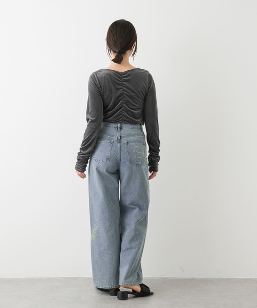 SENSE OF PLACE by URBAN RESEARCH(センスオブプレイスバイアーバンリサーチ)の「シシュウワイドデニム(デニムパンツ・レディース・インディゴブルー/ブラック・MEDIUM/SMALL)」の15枚目の写真