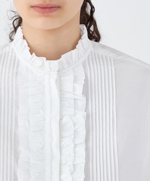 ne Quittez pas ヌキテパ　フリルブラウス　White 完売品 別注】ne Quittez pas BLACK FRILL COLLAR シャツ（シャツ