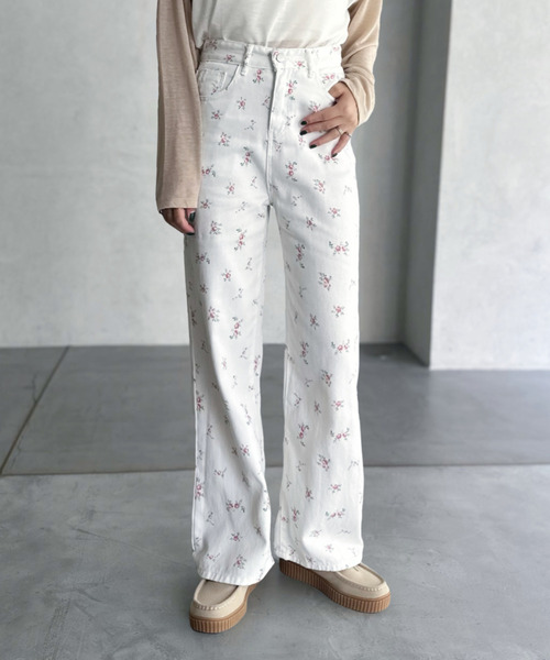 セール】【Good Riddance】小花柄 ストレート デニム パンツ（デニム