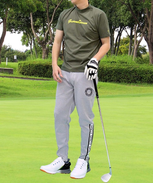 セール】モックネックシャツ ゴルフウェア 半袖 接触冷感 カラーロゴ