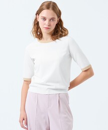 バイカラートリムニットプルオーバー