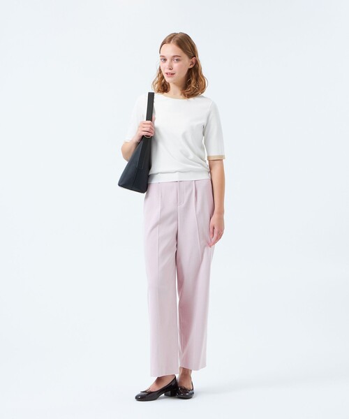 MACKINTOSH PHILOSOPHY（ﾏｯｷﾝﾄｯｼｭ ﾌｨﾛｿﾌｨｰ）の「バイカラートリムニットプルオーバー（Tシャツ/カットソー・レディース・グリーン/ダークネイビー/レッド/オフホワイト・38）」の5枚目の写真