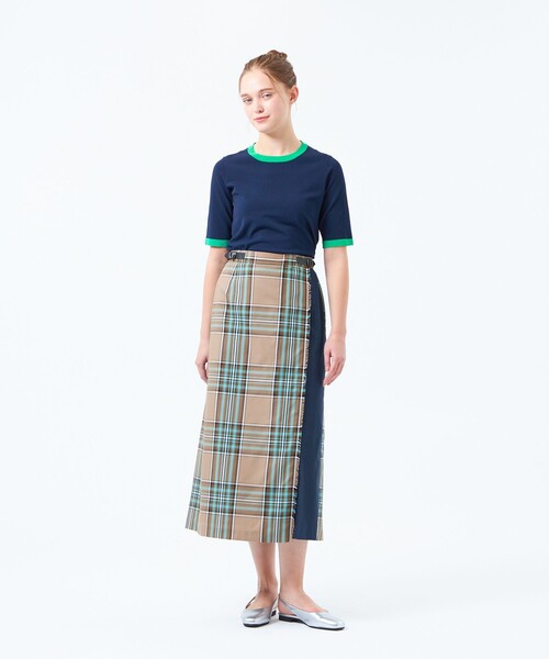 MACKINTOSH PHILOSOPHY（ﾏｯｷﾝﾄｯｼｭ ﾌｨﾛｿﾌｨｰ）の「バイカラートリムニットプルオーバー（Tシャツ/カットソー・レディース・グリーン/ダークネイビー/レッド/オフホワイト・38）」の7枚目の写真