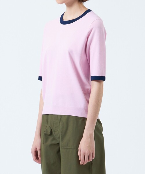 MACKINTOSH PHILOSOPHY（ﾏｯｷﾝﾄｯｼｭ ﾌｨﾛｿﾌｨｰ）の「バイカラートリムニットプルオーバー（Tシャツ/カットソー・レディース・グリーン/ダークネイビー/レッド/オフホワイト・38）」の10枚目の写真