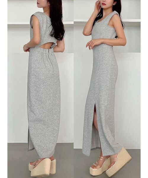 RESEXXY（リゼクシー）の「【WEB限定】バックオープンスリットワンピース（ワンピース・レディース・ピンク/ホワイト/ブラック/ブルー/グレー・FREE）」の4枚目の写真