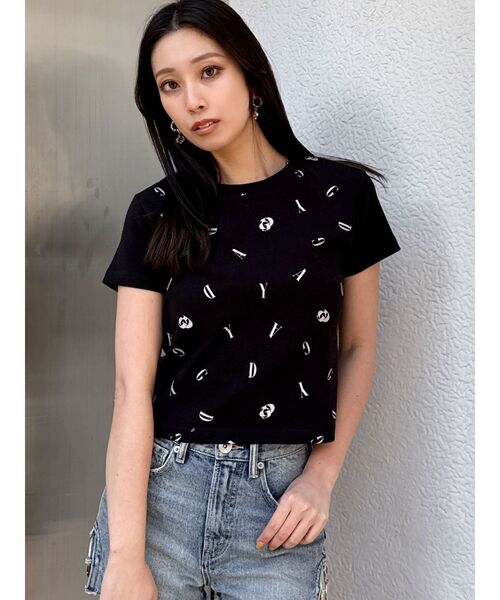 GYDA（ジェイダ）の「RANDOM GYDA PATTERN Tシャツ（Tシャツ/カットソー・レディース・ブラック/オフホワイト・FREE）」の3枚目の写真