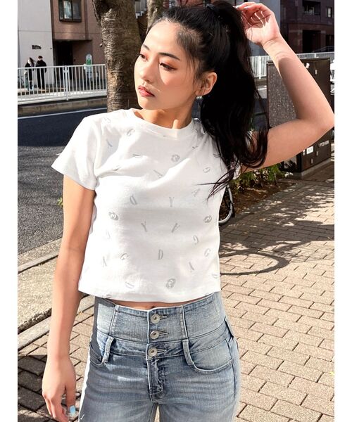 GYDA（ジェイダ）の「RANDOM GYDA PATTERN Tシャツ（Tシャツ/カットソー・レディース・ブラック/オフホワイト・FREE）」の11枚目の写真