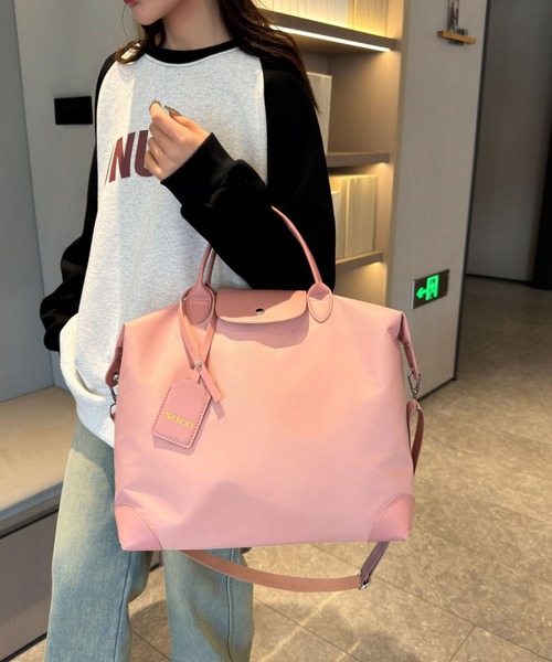 gossip！ロサンゼルス（ゴシップロサンゼルス）の「Y2K風  【2WAY】大容量配色レザービッグサイズトラベルボストンバッグ/ショルダーバッグ（ショルダーバッグ・レディース・グレー/ブラック/カーキ/ブラウン/ピンク/オレンジ・FREE）」の5枚目の写真