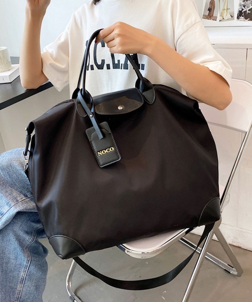 gossip！ロサンゼルス（ゴシップロサンゼルス）の「Y2K風  【2WAY】大容量配色レザービッグサイズトラベルボストンバッグ/ショルダーバッグ（ショルダーバッグ・レディース・グレー/ブラック/カーキ/ブラウン/ピンク/オレンジ・FREE）」の2枚目の写真