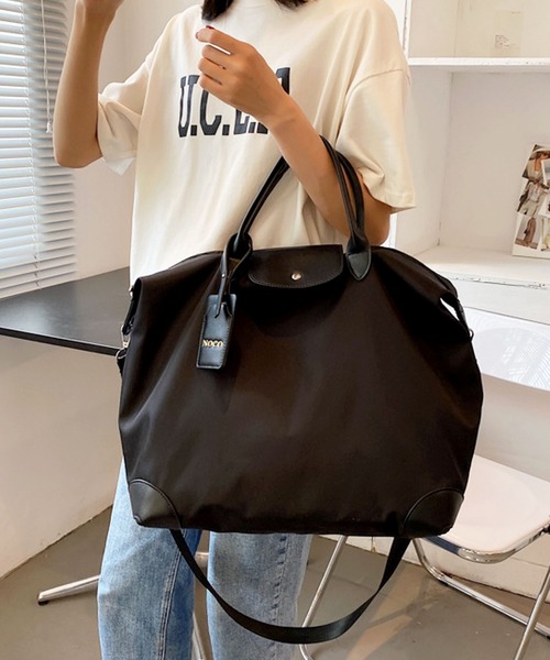 gossip！ロサンゼルス（ゴシップロサンゼルス）の「Y2K風  【2WAY】大容量配色レザービッグサイズトラベルボストンバッグ/ショルダーバッグ（ショルダーバッグ・レディース・グレー/ブラック/カーキ/ブラウン/ピンク/オレンジ・FREE）」の13枚目の写真