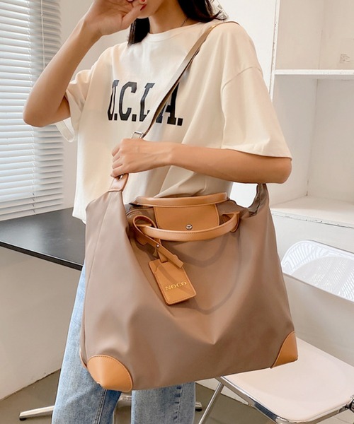 gossip！ロサンゼルス（ゴシップロサンゼルス）の「Y2K風  【2WAY】大容量配色レザービッグサイズトラベルボストンバッグ/ショルダーバッグ（ショルダーバッグ・レディース・グレー/ブラック/カーキ/ブラウン/ピンク/オレンジ・FREE）」の17枚目の写真
