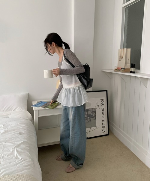 by muni:r(バイ ムニール)の「サイド切開バルーンデニム(デニムパンツ・レディース・ブルー/ライトブルー・SMALL/MEDIUM)」の20枚目の写真