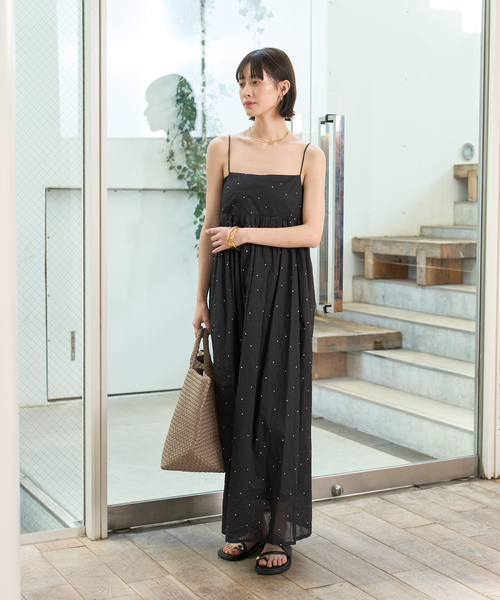 Rouge vif Anna（ルージュヴィフアンナ）の「シルバードット刺繍ワンピース（ワンピース・レディース・ブラック/モカ・フリー）」の9枚目の写真