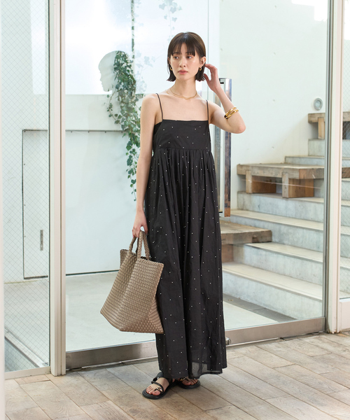 Rouge vif Anna（ルージュヴィフアンナ）の「シルバードット刺繍ワンピース（ワンピース・レディース・ブラック/モカ・フリー）」の12枚目の写真