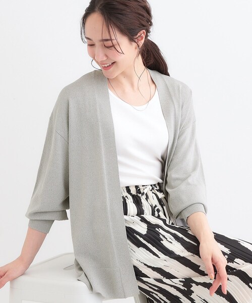 SHOO・LA・RUE(シューラルー)の「【洗える/ひんやり/UV】お尻が隠れるトッパーカーディガン(カーディガン/ボレロ・レディース・ネイビー/グレー/ナチュラル/オレンジ・00)」の2枚目の写真