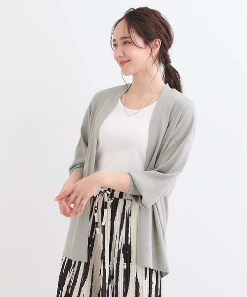SHOO・LA・RUE(シューラルー)の「【洗える/ひんやり/UV】お尻が隠れるトッパーカーディガン(カーディガン/ボレロ・レディース・ネイビー/グレー/ナチュラル/オレンジ・00)」の10枚目の写真