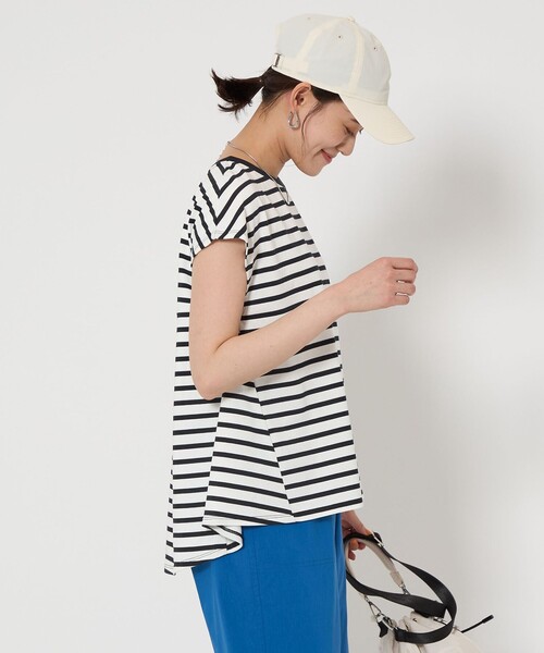 green label relaxing(グリーンレーベルリラクシング)の「バック ペプラム フレンチスリーブ プルオーバー -制菌-(Tシャツ/カットソー・レディース・オフホワイト/ダークグレー/その他1/ケリーグリーン・FREE)」の17枚目の写真