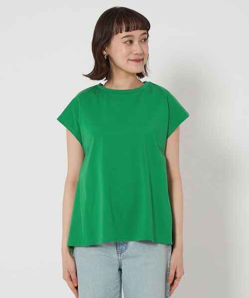 green label relaxing(グリーンレーベルリラクシング)の「バック ペプラム フレンチスリーブ プルオーバー -制菌-(Tシャツ/カットソー・レディース・オフホワイト/ダークグレー/その他1/ケリーグリーン・FREE)」の19枚目の写真