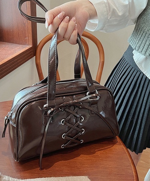 Miniministore（ミニミニストア）の「トートバッグ PUレザーバッグ ツヤ感（トートバッグ・レディース・シルバー/ブラック/アイボリー/ダークブラウン/キャメル/ワインレッド・FREE）」の5枚目の写真