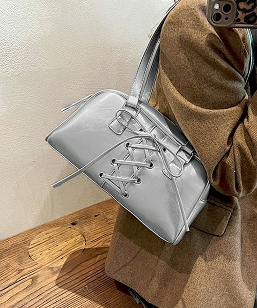 Miniministore（ミニミニストア）の「トートバッグ PUレザーバッグ ツヤ感（トートバッグ・レディース・シルバー/ブラック/アイボリー/ダークブラウン/キャメル/ワインレッド・FREE）」の2枚目の写真